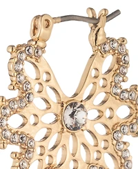 Marchesa Crystal Filigree Gold-Tone Hoop Earrings