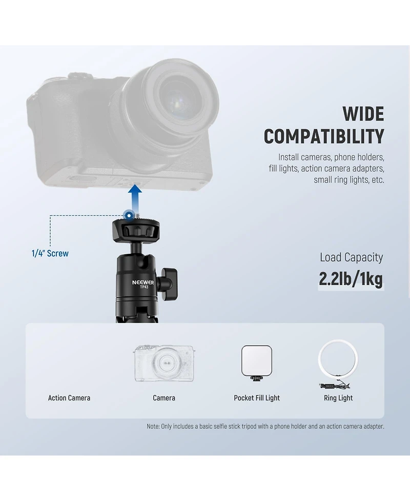 Neewer TP43 Camera Tripod for select GoPro, Dji and Insta360 action cameras