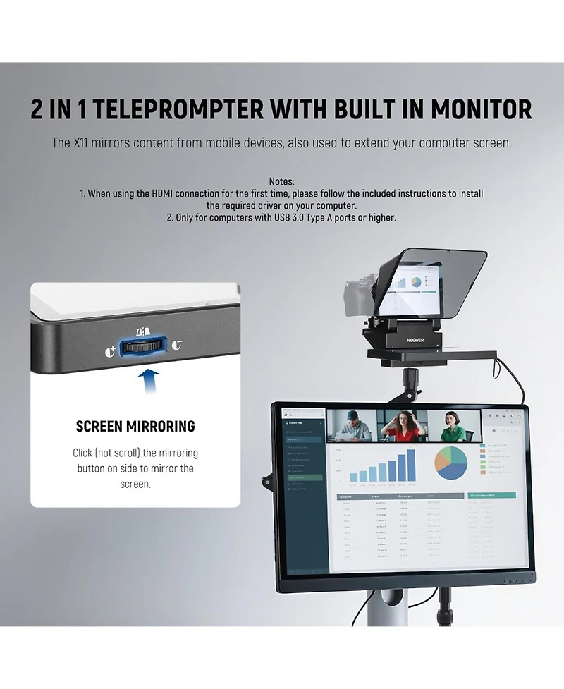 Neewer X11 Vlog Monitor with 2 in, 11 Inches