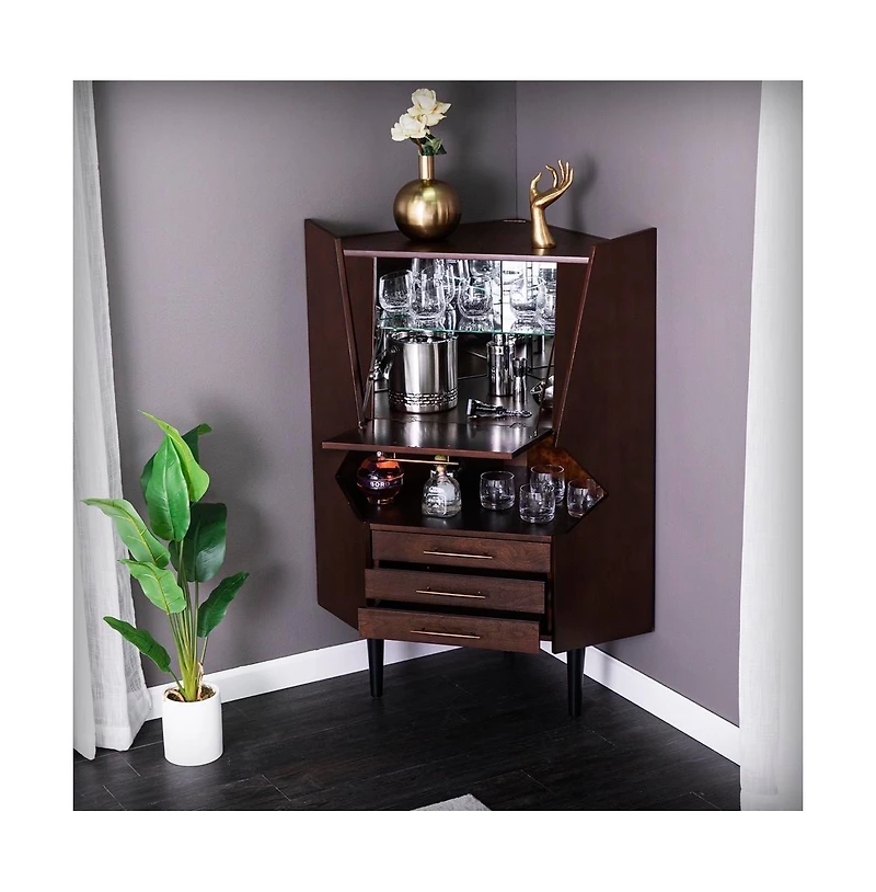 Augusta Home Larson Corner Bar Cabinet