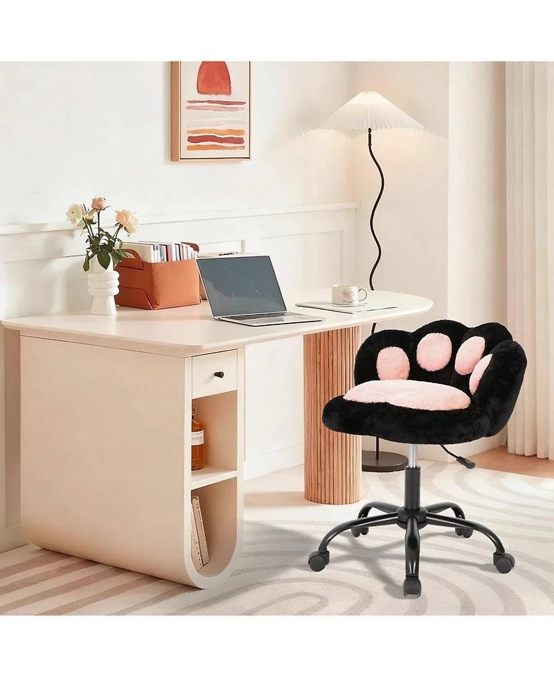 gaomon Armless Vanity Office Chair with Cat Back, 360 Degree Swivel and Wheels