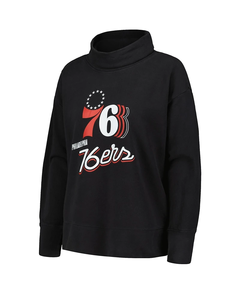 LevelWear Women's Black Philadelphia 76ers Sunset Pullover Sweatshirt