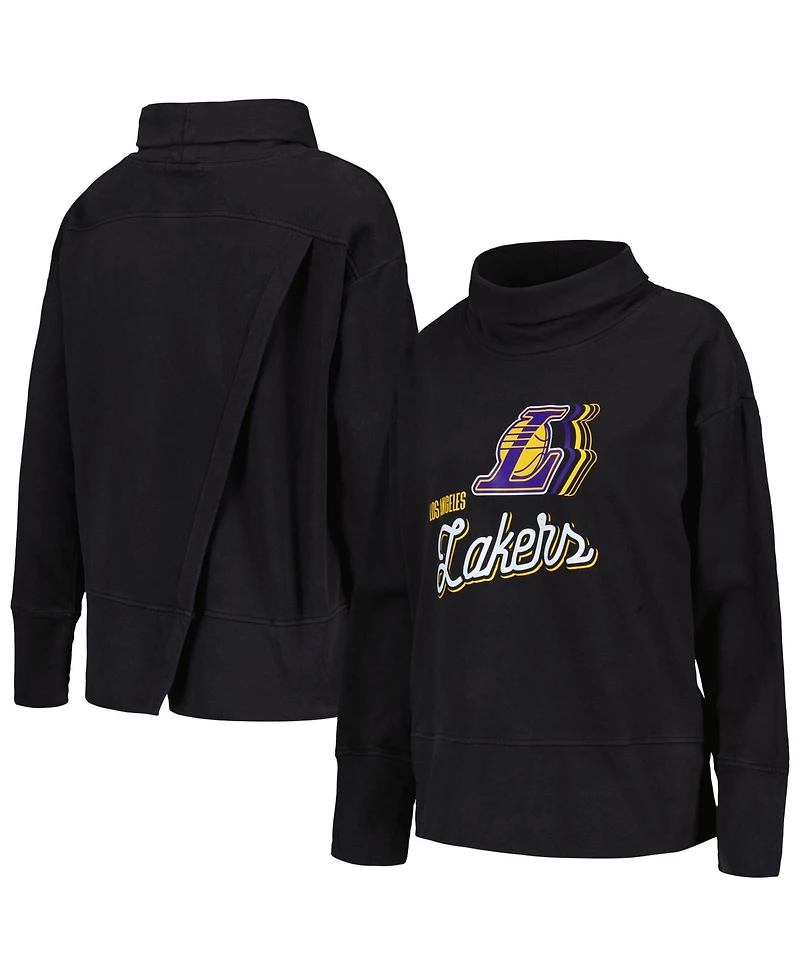 LevelWear Women's Black Los Angeles Lakers Sunset Pullover Sweatshirt