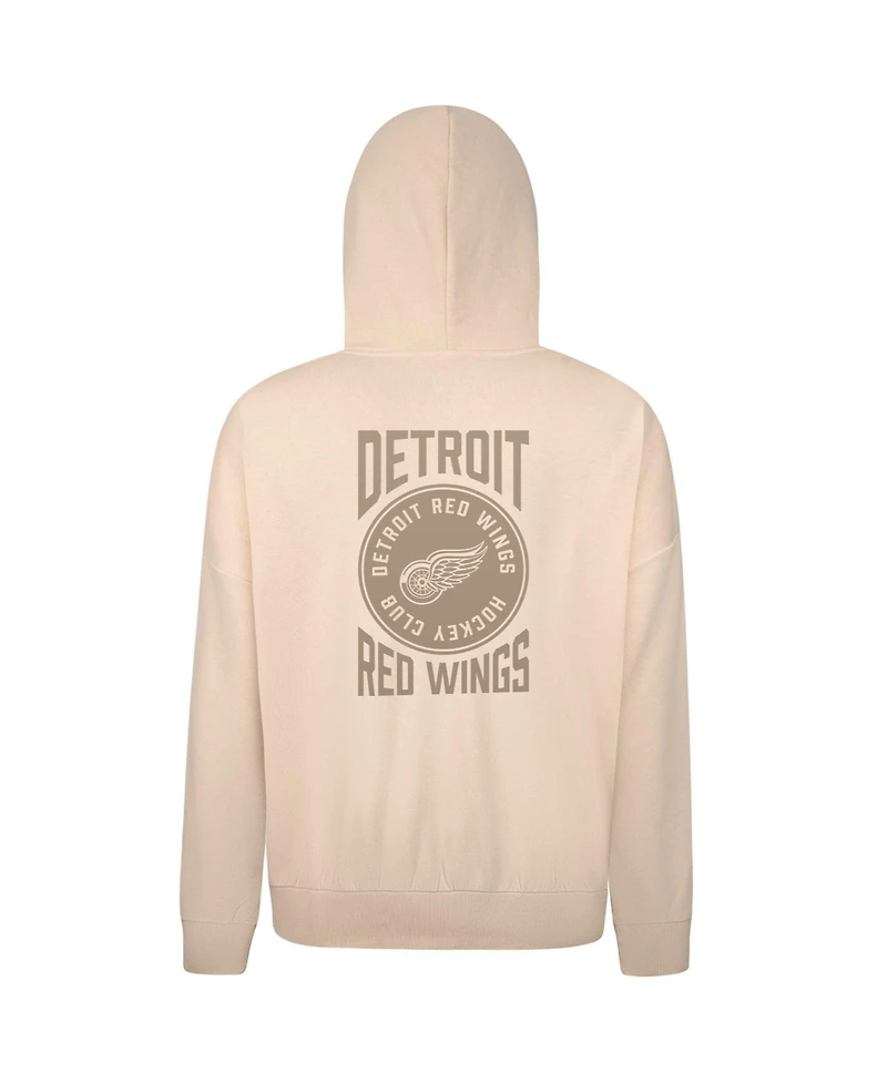 LevelWear Men's Cream Detroit Red Wings Contact Stamp Pullover Hoodie