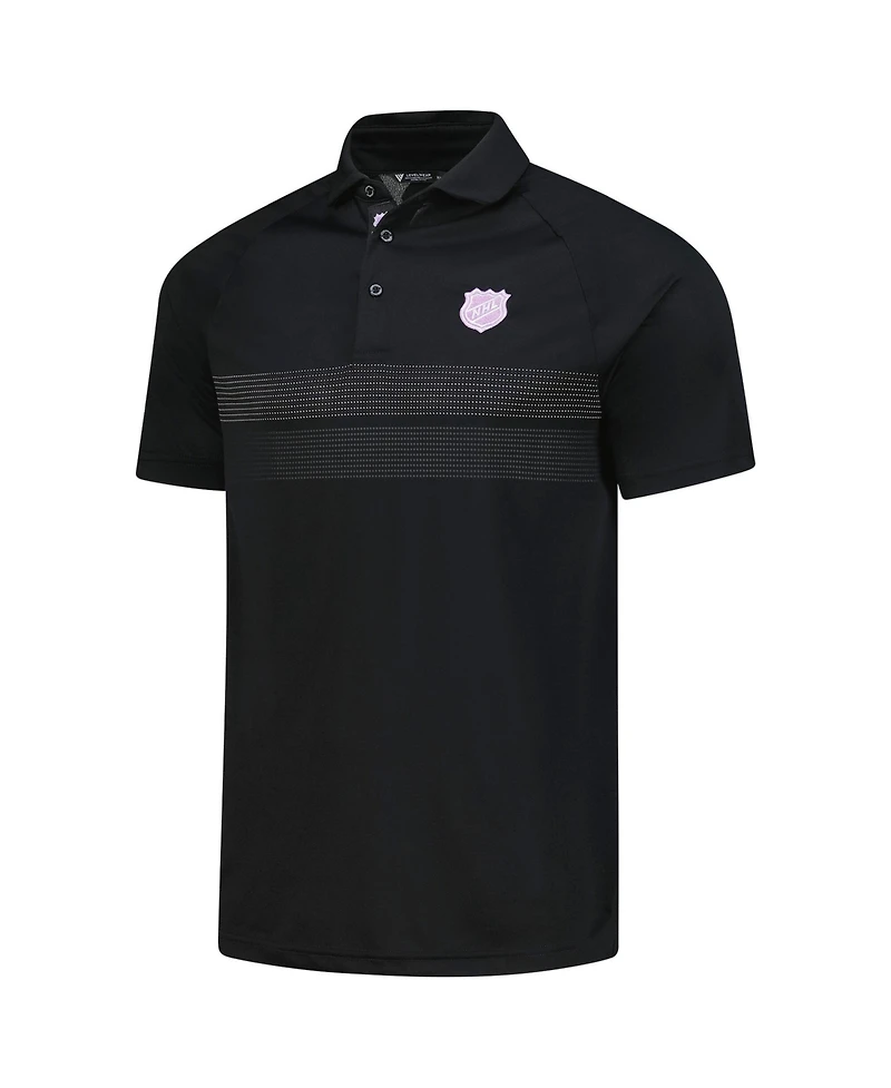 LevelWear Men's Black Nhl Hockey Fights Cancer Draft Day Mason Polo Shirt