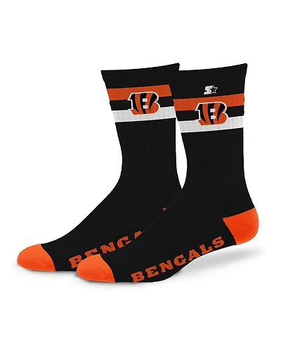 Starter Men's and Women's Cincinnati Bengals Team Color Two-Stripe Crew Socks