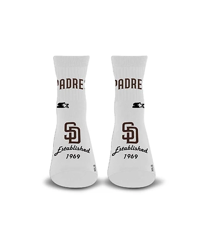 Starter Men's and Women's White San Diego Padres Established Stencil Quarter Socks