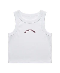 Uscape Apparel Women's White Florida State Seminoles Upside Down Embroidery Ribbed Cropped Tank Top