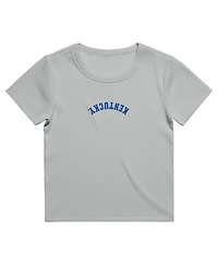 Uscape Apparel Women's Gray Kentucky Wildcats Upside Down Embroidery Ribbed Cropped T-Shirt