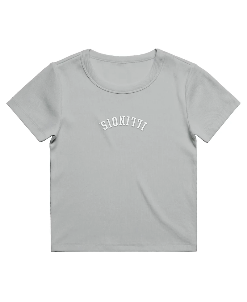 Uscape Apparel Women's Gray Illinois Fighting Illini Upside Down Embroidery Ribbed Cropped T-Shirt