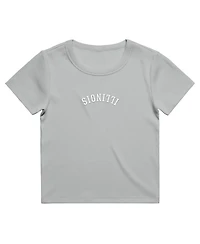 Uscape Apparel Women's Gray Illinois Fighting Illini Upside Down Embroidery Ribbed Cropped T-Shirt