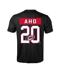 LevelWear Men's Sebastian Aho Black Carolina Hurricanes Richmond Name & Number T-Shirt