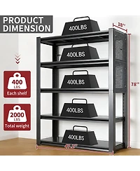 Viyet 5-Tier Metal Shelving with Pegboard