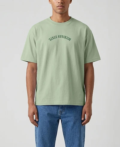 Uscape Apparel Men's Green Michigan State Spartans Upside Down Embroidered Vintage Heavyweight T-Shirt