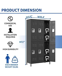 Viyet 72"H 6-Door Metal Storage Locker - Secure Multi-Tier Employee and Gym Cabinet