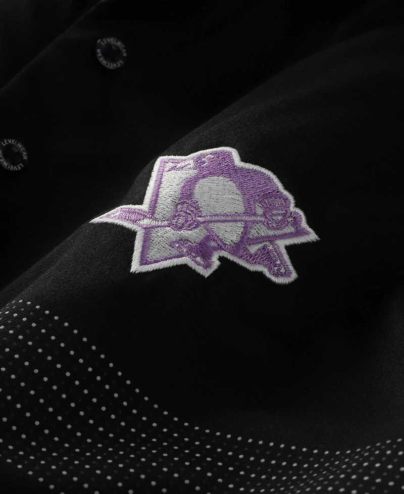 LevelWear Men's Black Pittsburgh Penguins Hockey Fights Cancer Draft Day Mason Polo Shirt