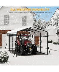 homfan 20 x 20 Ft Heavy Duty Steel Carport, Outdoor Vehicle Shelter Garage for Cars Trucks Boats, Galvanized Steel Roof All-Weather Protection