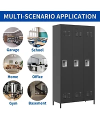 Viyet 72"H Triple Door Metal Locker - Secure 3-Tier Storage Cabinet