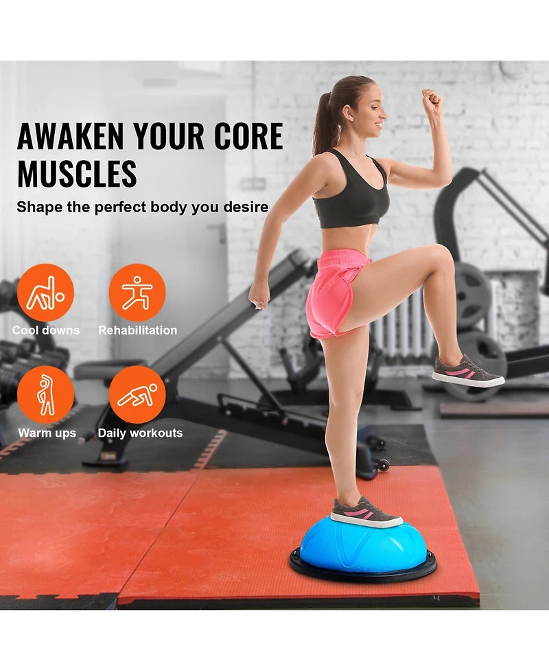 Vevor Half Exercise Ball Trainer Yoga Balance Stability Ball Resistance Band