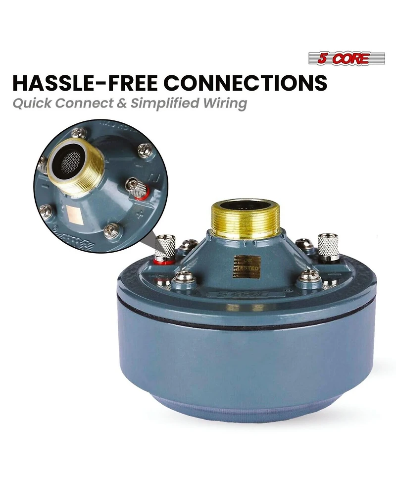 5 core Pa Horn Speaker Set 2" Compression Driver 600W 16 Ohm Weatherproof Aluminum Body 18 Tpi Thread
