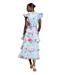 Coast Women's Lace Trim Tiered Organza Midi Dress