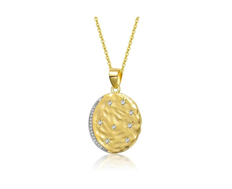 Rachel Glauber 14K Gold Plated Sparkling Cz Crescent Pendant Necklace
