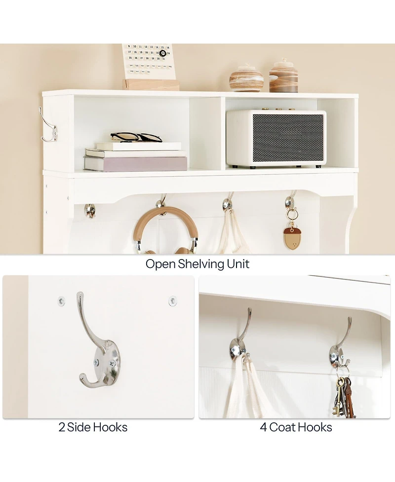 Slickblue Hall Tree with Coat Hooks, Bench and Shoe Storage for Entryway