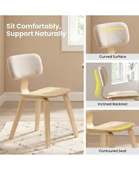 Slickblue Set of 2 Dining Chairs Teddy Velvet Backrest Solid Rubber Wood Frame