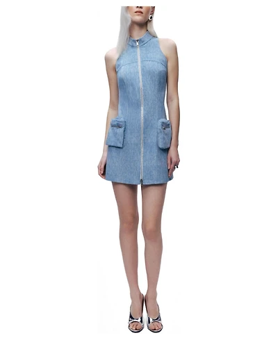 Nocturne Women's Pocket and Stone Detail Halter neck Mini Dress