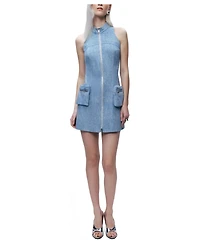 Nocturne Women's Pocket and Stone Detail Halter neck Mini Dress