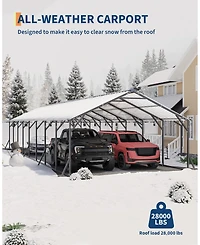 homfan 20 x 40 x 12 Ft Heavy Duty Steel Carport Garage for Cars Trucks Boats Rv, Large Outdoor Metal Vehicle Shelter with Steel Roof