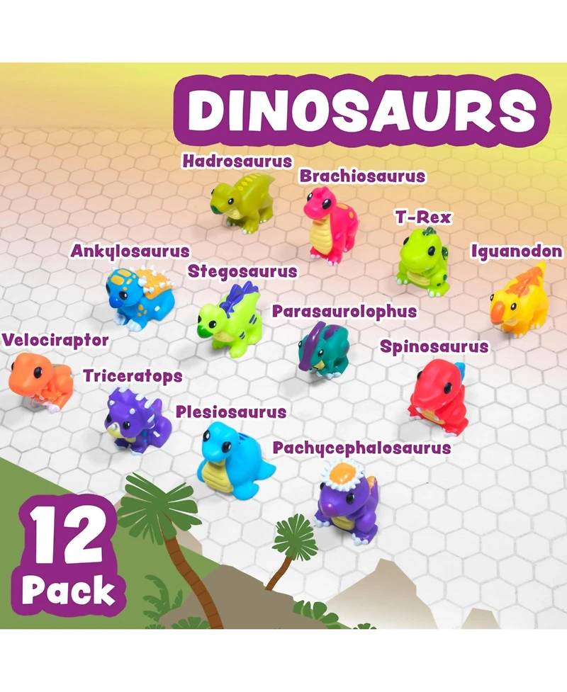 Gnuadz 12 Pack Dinosaur Mold Free Bath Toys Sealed No Hole Design Soft Squeezable Float Water Easy Grip Pool Set