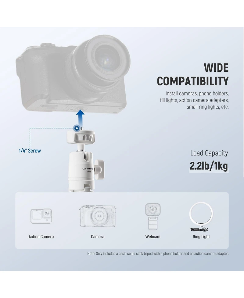 Neewer TP43 Camera Tripod for select GoPro, Dji and Insta360 action cameras