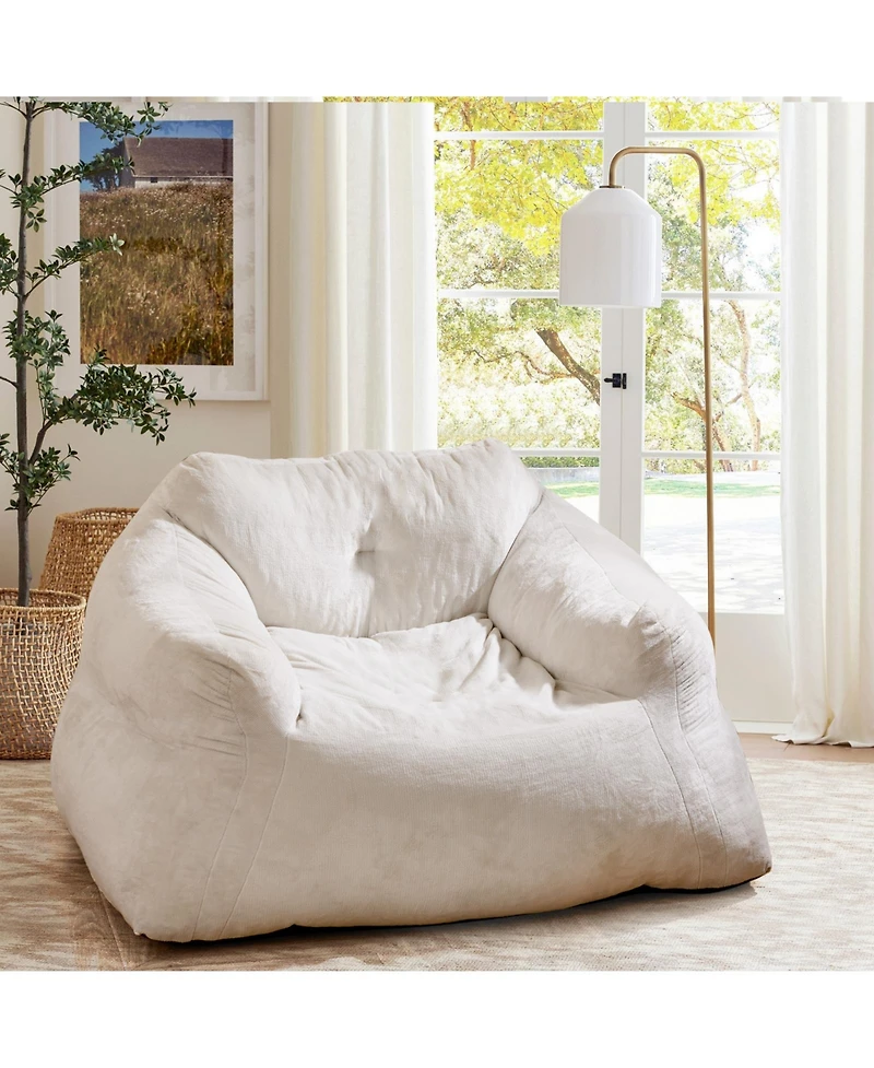 Slickblue Plush Bean Bag Chair with Ultra-Soft Velvet Cover for Lounging