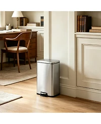 1.3 Gal./5 Liter Rectangular Stainless Steel Step-on Trash Can for Bathroom and Office