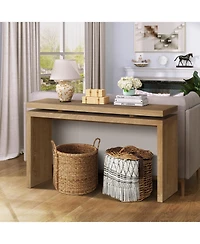 Rainsken 60" Antique Farmhouse Console Table, with Double Board Suspension Design, Solid Wood Sofa for Hallway Living Room