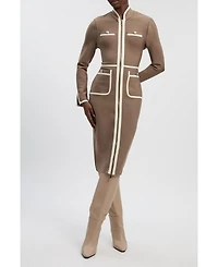 Karen Millen Women's Bandage Military Piping Midi Dress