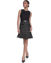 Karl Lagerfeld Paris Women's Mixed-Media Sleeveless Sheath Dress