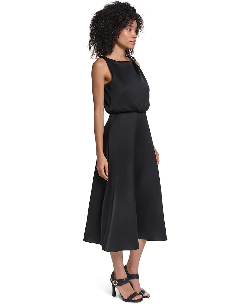 Karl Lagerfeld Paris Women's Satin Sleeveless Midi Dress