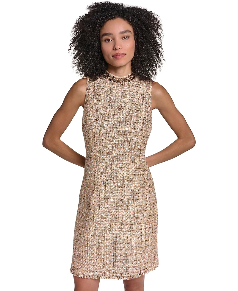 Karl Lagerfeld Paris Women's Metallic Tweed Sheath Dress