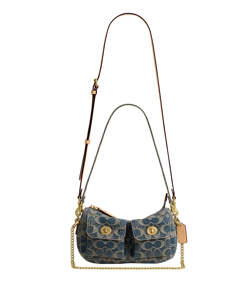 Coach Originals Waverly Signature Denim Twin Turn-Lock Small Shoulder Handbag