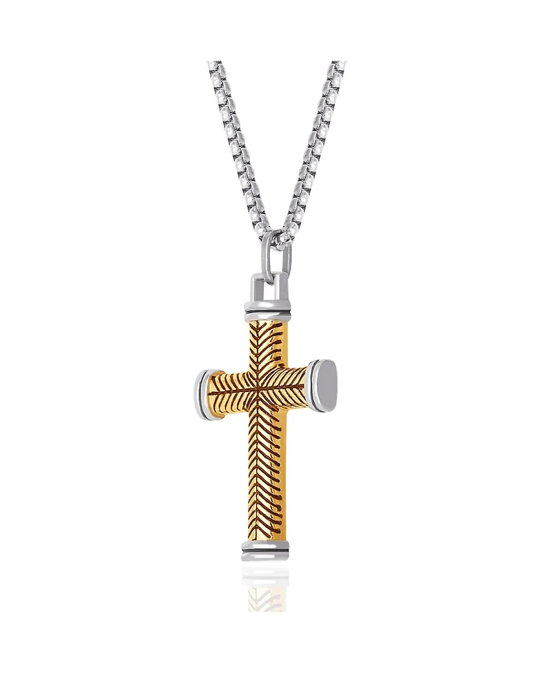 Lucky Brand Stainless Steel (316L) Two Tone Cross Necklace