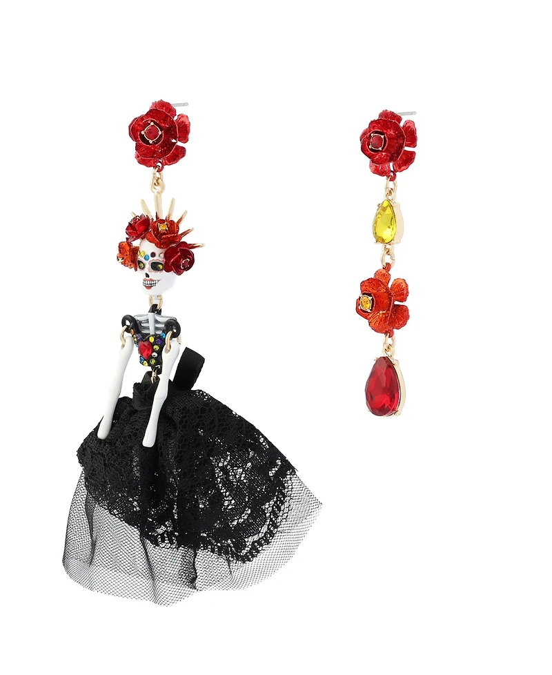 Betsey Johnson Faux-Stone Sugar Skull Bride Drop Earrings
