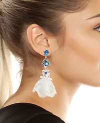 Betsey Johnson Faux-Stone Sugar Skull Bride Drop Earrings