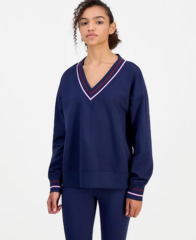 Id Ideology Women's Fleece Long-Sleeve V-Neck Sweater, Macy's Exclusive