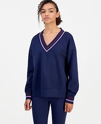 Id Ideology Women's Fleece Long-Sleeve V-Neck Sweater, Macy's Exclusive
