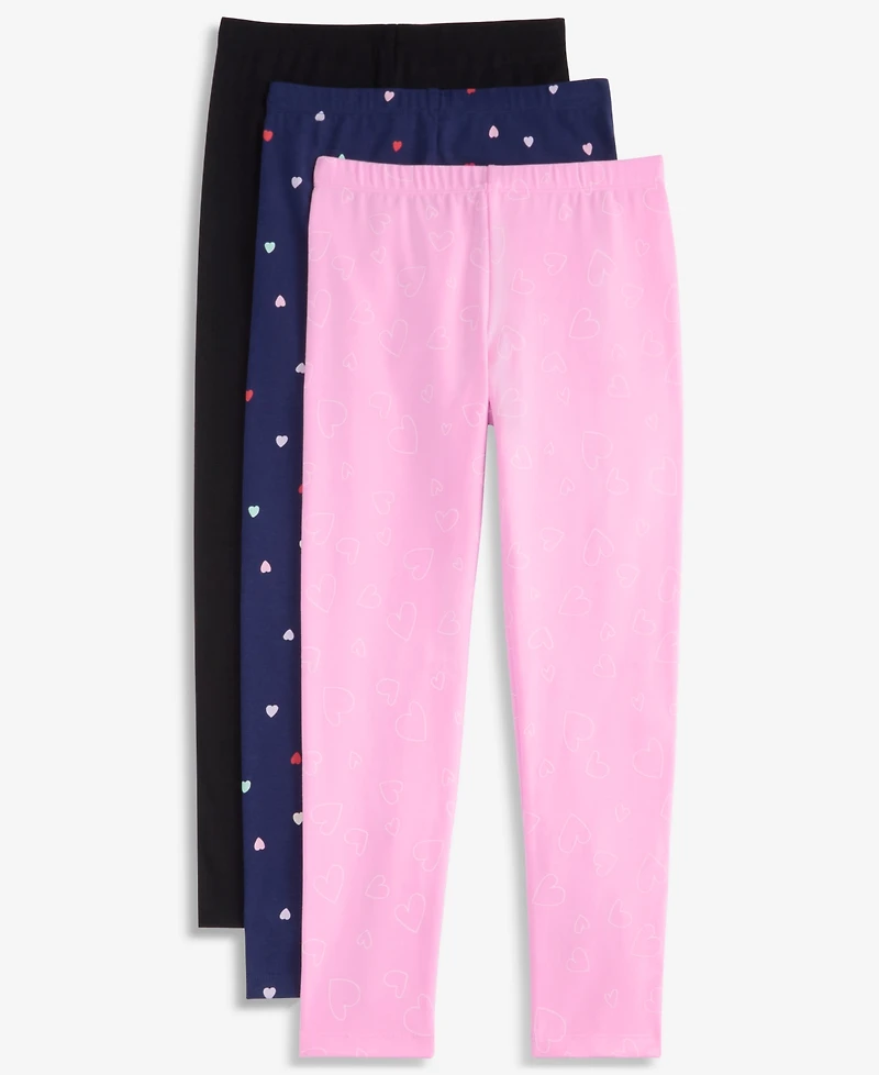 Epic Threads Girls' Xs-xl Solid and Heart-Print Leggings, 3-Pack, Macy's Exclusive