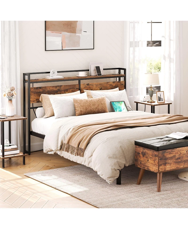 Slickblue Queen Size Headboard with 2 Power Outlets, 4 Usb Ports and Adjustable Height