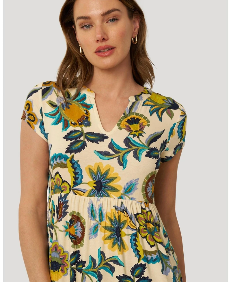Cable & Gauge Women's Tiered Flowy Printed Maxi Dress