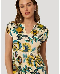 Cable & Gauge Women's Tiered Flowy Printed Maxi Dress